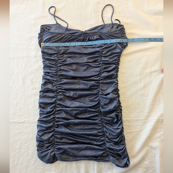 Ruched Blue Bodycon Cocktail Dressvl Large Vgt Y2k - Picture 7 of 8